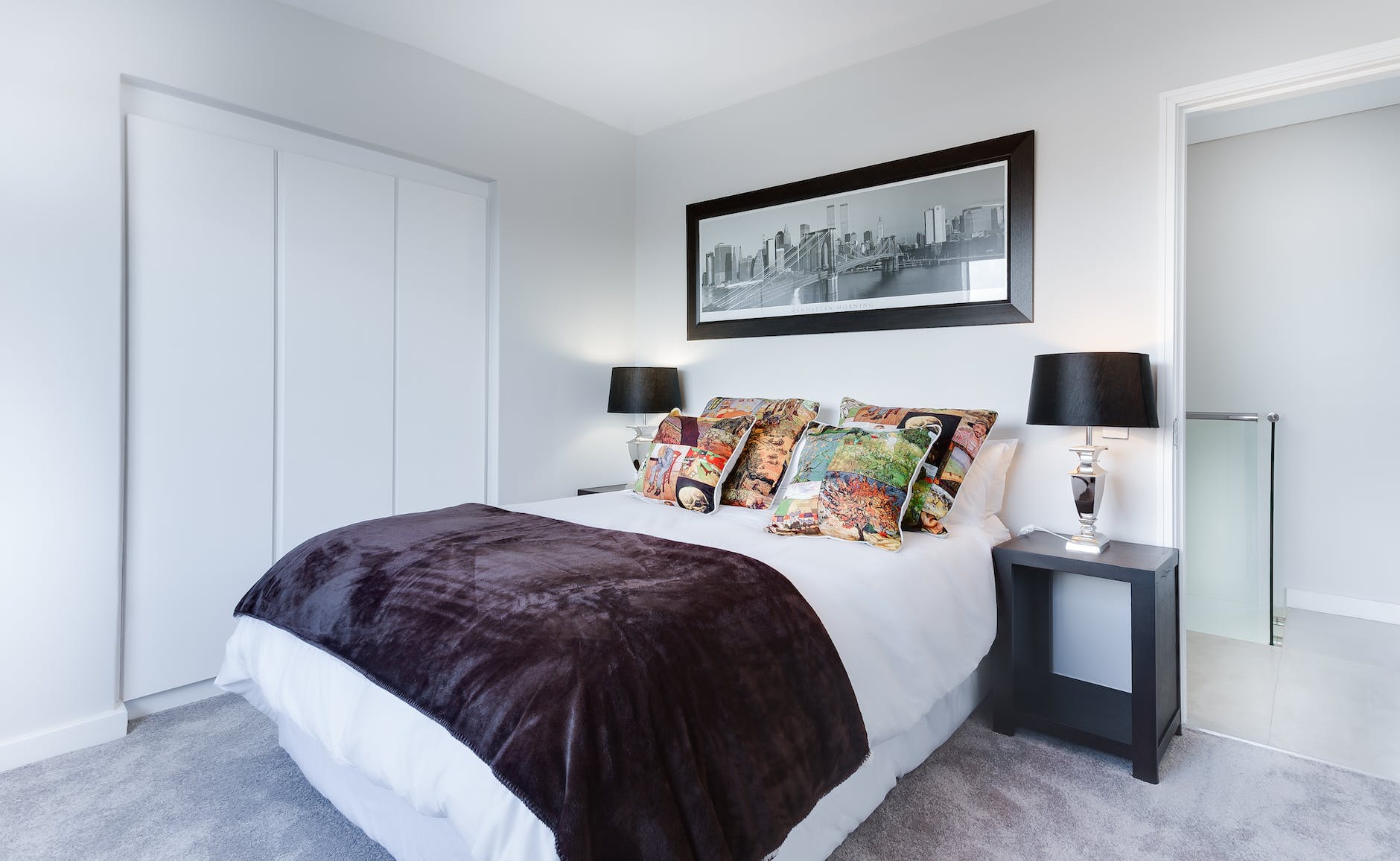 Modern bedroom prepared and staged to sell on the property market